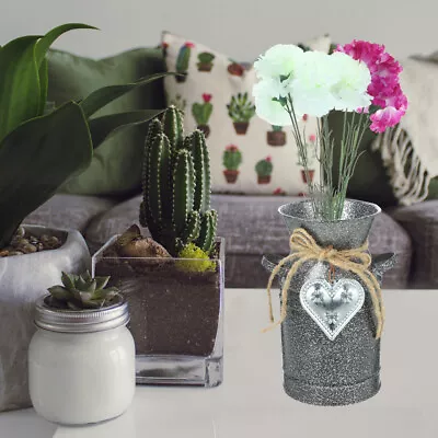  Milk Can Vase Tin Bucket Flower Arranger Retro Bedroom Decoration Arrangement • £12.49