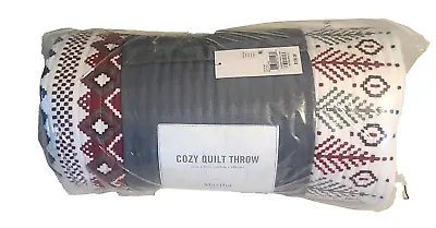 Martha Stewart Collection Cozy Quilted Throw 50 X 60 Red White Aztec Christmas • $51.98