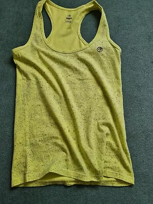 Ladies Yellowy Green Zumba Fitness Racer Top Medium  • £4