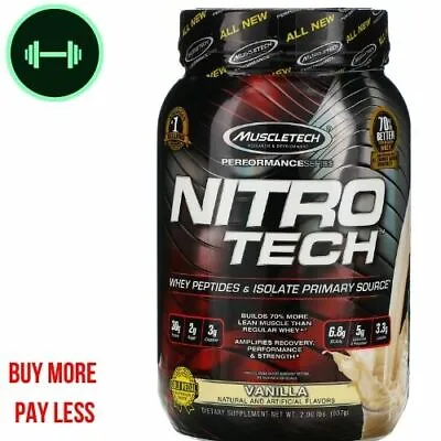 Muscletech NitroTech Whey Peptides & Isolate Primary Vanilla  2 LBS NEW LOOK • $49.99