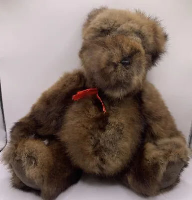 REAL FUR! Vintage Mink 6” Dark Brown Jointed Teddy Bear W/ Bow No Tags • $29.99