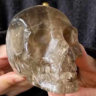 1.52LB  Natural Tea Crystal Quartz Hand Carved Skull Crystal Reiki Healing • $4.25