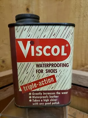 Vintage Tin Advertising VISCOL Waterproofing For Shoes 1/3 Full • $22.49