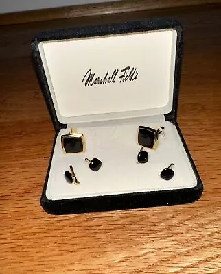 Vintage Marshall Field & Co Hand Onyx And Gold Tone Cuff Links NEW • $17.99