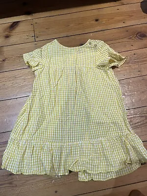 Zara Girls Yellow Gingham Dress 2-3 Years Frilly Summer Tiered Smock Kids Button • £5