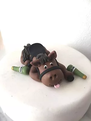 Edible DRUNK HORSE RACE HORSE/PONY Cake Decoration Cake Topper • £22