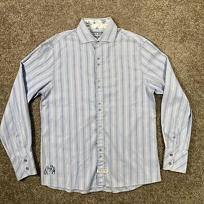 John Lennon English Laundry Shirt Mens L Blue Button Up Long Sleeve Flip Cuff • $29.95