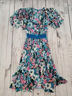 Vintage Diane Freis 100% Silk Floral Handkerchief Skirt Maxi Dress OS (38) • $215