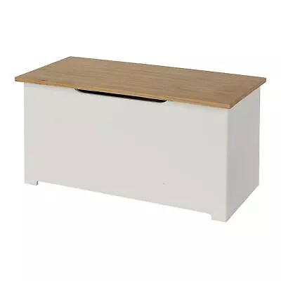 White Painted Ottoman Storage Chest Bedding Blanket Box Oak Veneer Top Alabama • £72.99