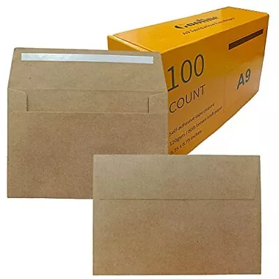 Kraft Brown A9 Invitation Envelopes 100 Pack 5.75 X 8.75 Inches Quick Self S... • $26.53