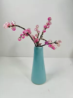 Handmade Cherry Blossom Sakura Arrangement BeadsOn Real Wood Branches In Vase 7” • $18.98