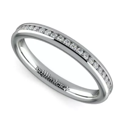 0.25Ct Real Moissanite Tester Pass Channel Set Band Ring 14K White Gold Plated • $203.85