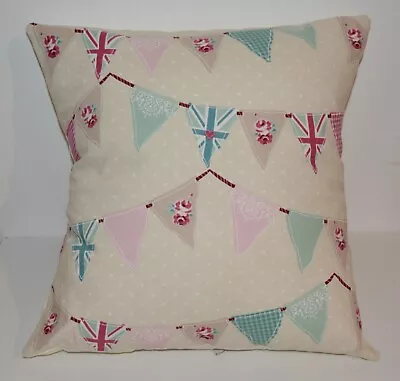 Handmade Clarke And Clarke Multicolored Bunting Cushion Cover -fits 16  40cm Pad • £4.99