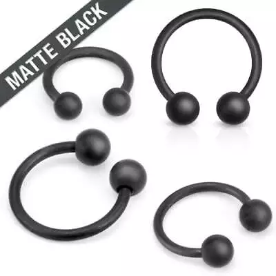 Black Matte Titanium Circular Belly Bar • $8.99