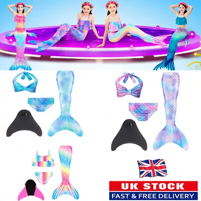 Mermaid Tails Swimsuit Girls Princess Bikini Set Beach Swimming Pool Costume UK • £11.65