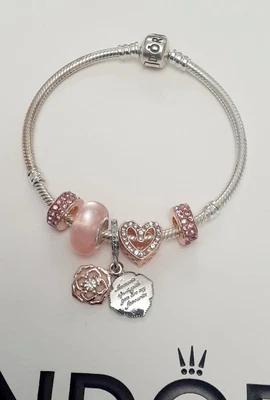 $74.95 • Buy New Authentic Pandora Bracelet With Beautiful Generic European Charms S925 Ale