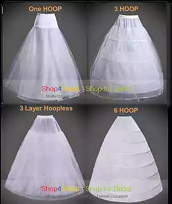White A Line Hoop/Hoopless Wedding Dress Silps Crinoline Petticoat Underskirts • $19.99