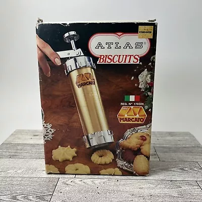 Atlas Marcato 178306 Italian Biscuit Maker Cookie Press W/ 19 Discs & 4 Tips • $39.87