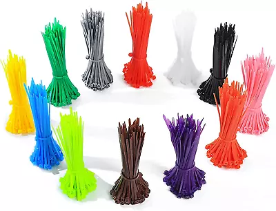 1200 Pcs Colored Zip Ties Multicolor Cable Colorful Mixed 4 Inch Self-Locking • $21.43