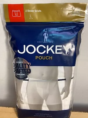 Jockey Mens Pouch 2 Boxer Briefs H Fly Design Classic White • $9.99