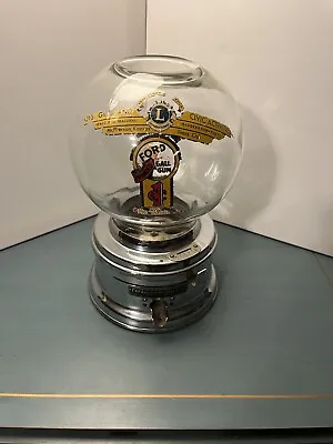 Vintage Ford Gum 1C One Cent Penny Chrome Gumball Machine Glass Globe • $174.97