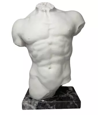 Regenerated Carrara Marble Male Torso (Oxolite) Handcrafted In Italy  • $109.28