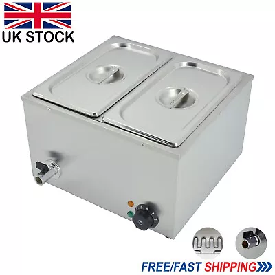 £105 • Buy 2 Pots Bain Marie Buffet Wet Well Heat Commercial Sauce Food Warmer 1/3 GN Pan 
