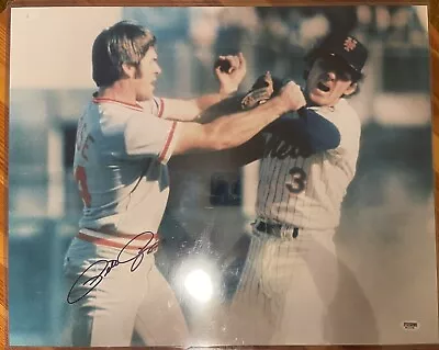 Pete Rose Signed 16x20 Photo Fight W/Bud Harrelson Autograph 10-8-73 PSA/DNA COA • $69