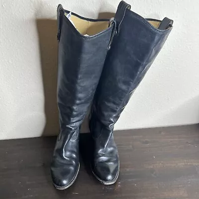 FRYE Paige Black Leather Pull On Riding Cowgirl Western Boots Womens Size 7.5 B • $50