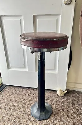 Antique Diner Soda Fountain Porcelain Cast Iron Base Counter Stool Malt Shop Bar • $110