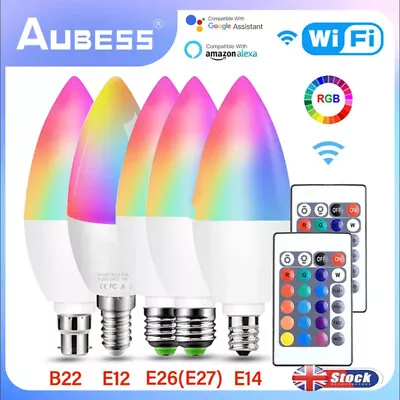 Smart E14/E27/B22 LED Bulb Indoor Neon Sign RGB Bulbs Light Remote Dimmable UK！ • £3.68