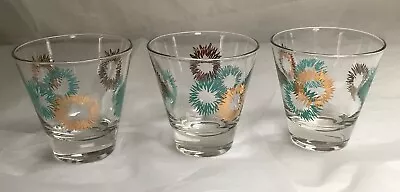 3 Atomic Starburst Style Glasses 2 3/4 Inches Tall Vintage • $16