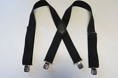 Men's Non-Stretch Black Heavy Duty Suspenders Industrial Strength Made In USA • $23.13