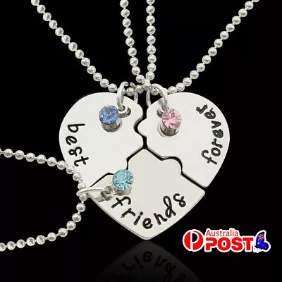 3pcs  Best Friends Forever  Heart Pendant Necklace Friend Jigsaw Necklace • $7.30