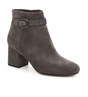 Via Spiga Grey Maxine Buckle Strap Ankle Boots Block Heel  Size Women Size 8M • $49.99