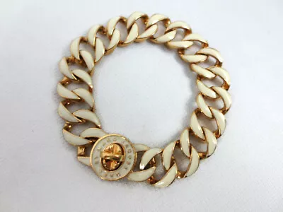 Marc By Marc Jacobs Katie Turnlock Lock Bracelet White Cream Enamel Gold Tone • $32