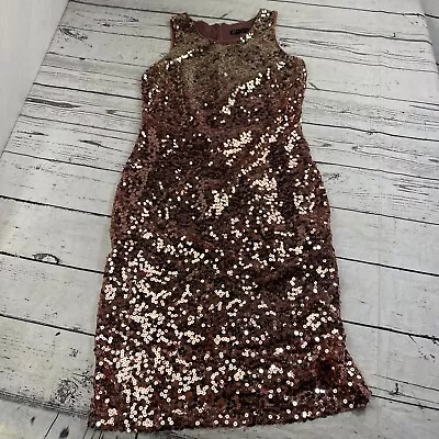 New York Company Dress Womens Medium Pink Gold Sequin Midi Lined NWT • $45