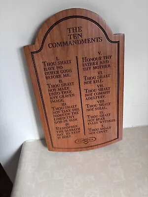 Vintage P Graham Dunn Ten Commandments  Wall Hang Plaque Wood Laser Cut 12  X 7  • $20