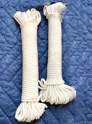 $8 • Buy 1/8  Double Braid Nylon Rope - White - 2 Pack - Approx 50ft Per Bundle