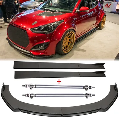 Carbon Front Bumper Lip /Side Skirt /Strut Rods For Hyundai Veloster 2011-2022 • $185.11