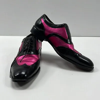 Sio Men's Lawson-003 Black Pink Leather Lace Up Oxford Dress Shoes Size 8.5 • $17.99