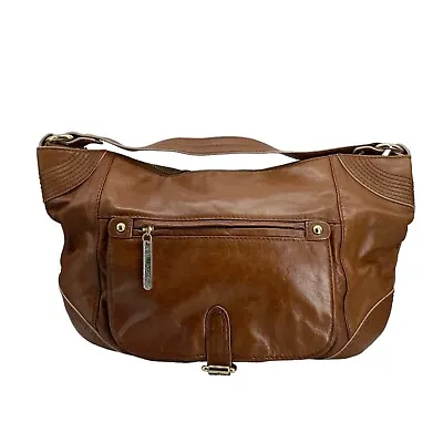 Via Spiga Italian Leather Hobo Shoulder Bag Purse 17  X 10.5  Brown Oversized • $36.95