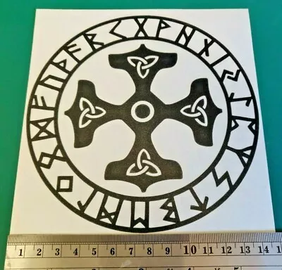 Runes Viking Mjolnir Thor Car/Van/Camper/Bike/Laptop Decal Sticker Vinyl Graphic • $3.72