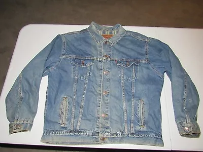 Vintage Levi's Men's Blue Denim Jean Button Flannel Lined Trucker Jacket Size XL • $19.99