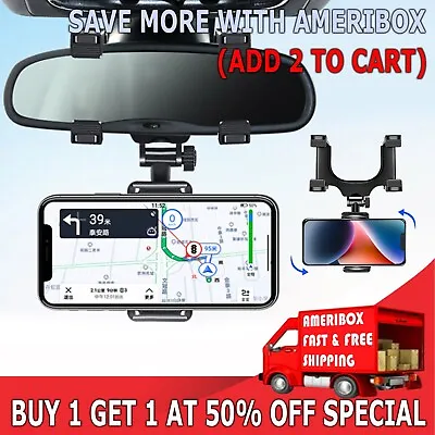 Universal 360 Rotation Car Rear View Mirror Mount Stand GPS Cell Phone Holder US • $5.95