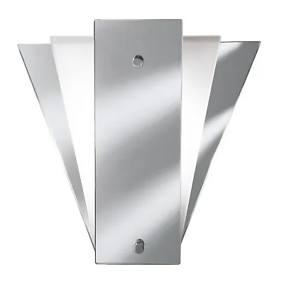 Fan Style Mirrored Wall Mount Light With Mirror Frosted Glass Back Panels Shade • £32.95