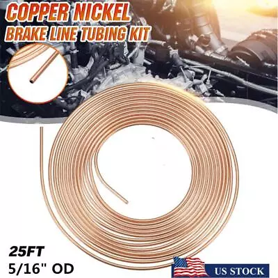 1PCS Steel Zinc Copper Nickel Brake Line Tubing Kit 5/16 In OD 25 Ft Coil Roll • $32.89