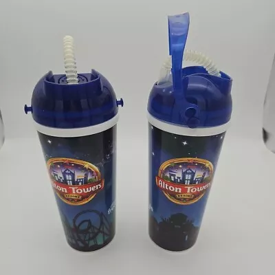 2x Alton Towers Resort Whirley Cup Beaker Refill Freestyle Coca Cola Cup Straw  • £9.99