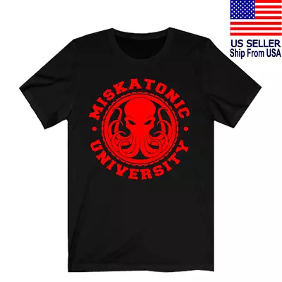 Cthulhu Miskatonic University Logo Men's Black T-Shirt Size S To 5XL • $15.19