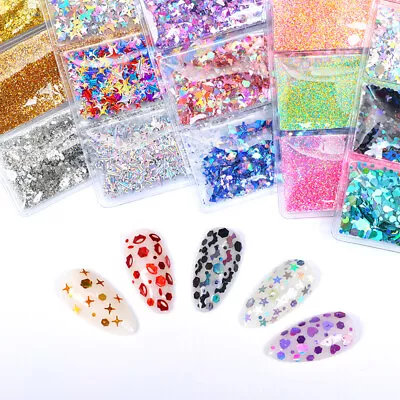 18 Styles Nail Glitter Powder Sequins Laser Foils Flakes Bag Nail Art Decoration • $2.88